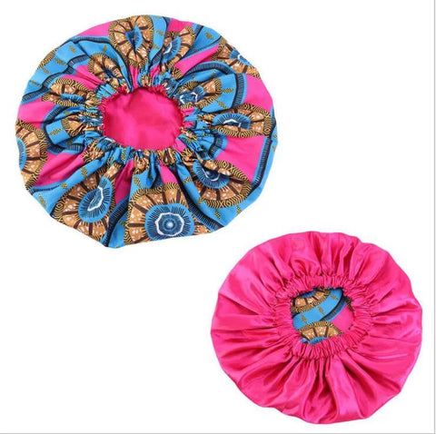 Hot Pink and Blue Ankara Bonnet Hot Pink and Blue Ankara Bonnet