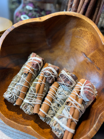 Cinnamon Rosemary Red Quartz Sage Stick 4"