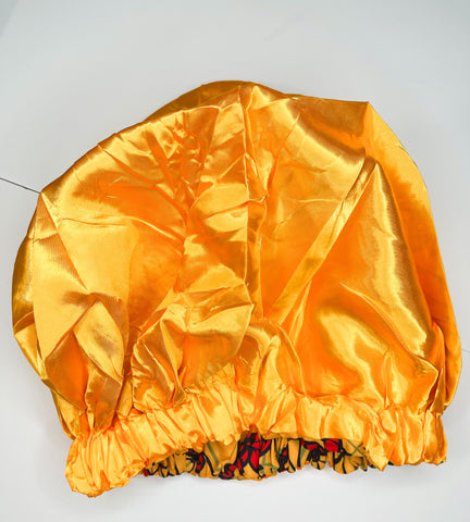 Butterfly Yellow Satin Ankara Bonnet